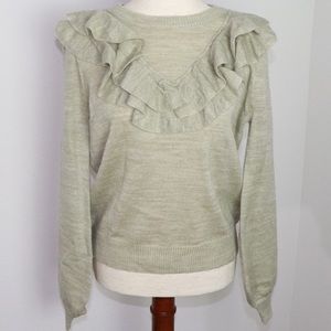 NWT Lovers + Friends Ruffle Trim Long Sleeve Sweater Pullover Wool Medium